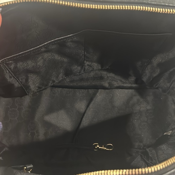 Michael Kors Jet Set Saffiano Leather Crossbody  Purse Shoulder Bag  Black Gold - Picture 3 of 13